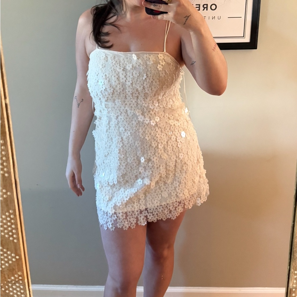 Embellished Zara White Mini Dress